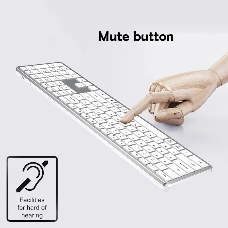 Wireless Keyboard Mouse All Aluminum Body Computer